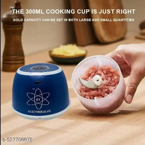 Electroculus Rechargeable Mini Electric Chopper, Food Grade Bowl, Stainless Steel Blades, 300 ML, color- Oxford Blue.