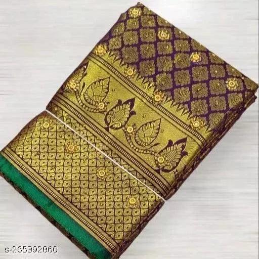 Trendy brocade saree with stone work - Springkart