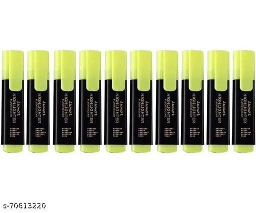 Luxor Highlighter | Textliner |- Pen Set -Yellow - Ink Color (Pack Of 10 Pcs ) - Springkart