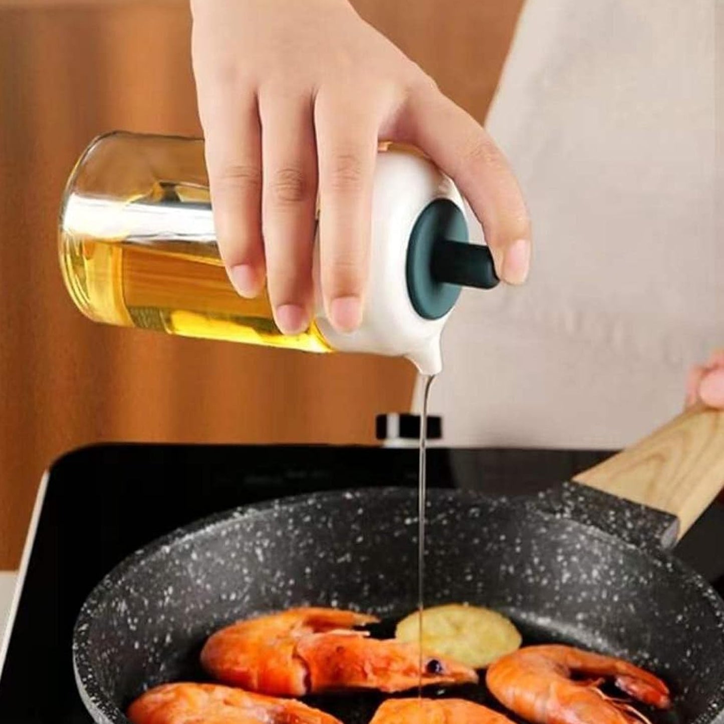 2 In 1 Glass Oil Dispenser Jar Bottle With Brush (1 Set) - Springkart