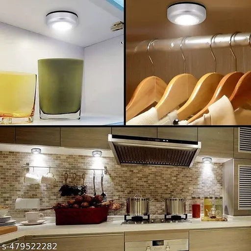New Plastic Led Battery Powered Wireless Touch Night Light Stick Tap Touch Lamp Stick On Push Light Touch Light ( Pack of 3 )
