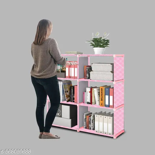 Xcentex - 8 Shelf Book shelf Almirah - Foldable, Collapsible & Portable bookshelf, Showcase bookstand Rack, open wardrobe.