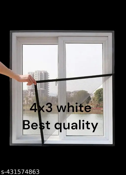 Mosquito Net Pre Stitched With Fastener Tape On All Four Borders Mosquito Net, 120 Gsm Fiberglass Insect Net (4x3 Feet) - White - Springkart