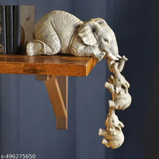 Avon star gallery Elephant Sitter Figurines, Elephant Mothers Hanging Two Babies Statue Hanging Off The Edge of a Shelf or Table, Hand-Painted Resin Collections Figurines for Mother's Day