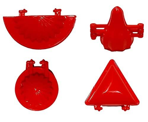 2403 4 Pcs Plastic Red Kitchen Tool Mould Dough Press - Springkart