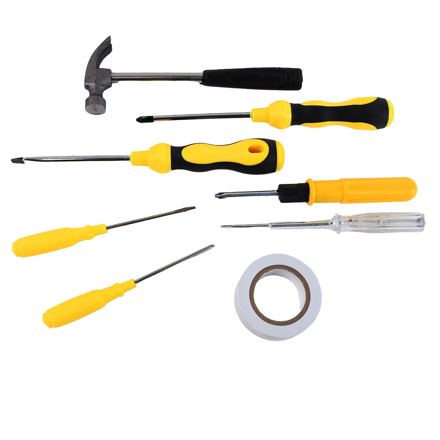 8 In 1 Hand Tool Kit Steel And Plastic Hammer Screwdriver Tape - Springkart