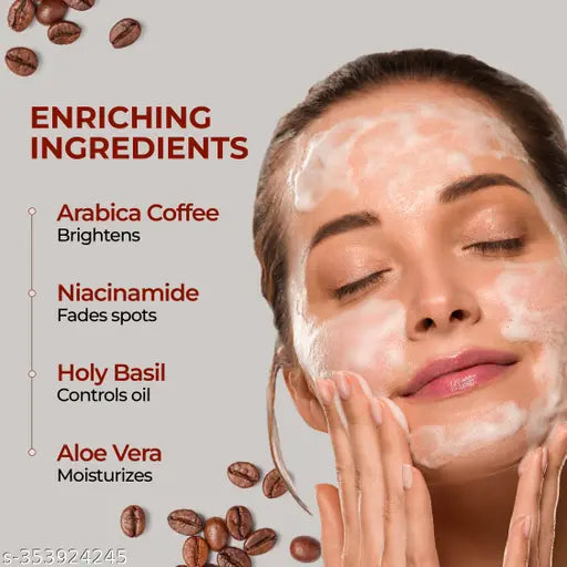 LAFZ Caffeine Face wash for Bright and Moisturized Skin with Arabica Coffee, Aloe Vera and Holy Basil - For Men & Women (150 ml Pack of 2)