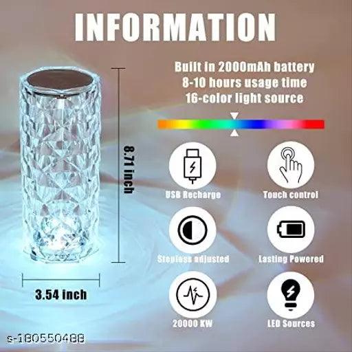 Crystal Table Lamp ,Rose Lamp (Pack of 1) - Springkart