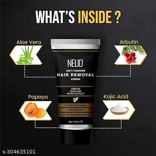 NEUD Anti-Tanning Hair Removal Cream for Arms, Legs, Chest and Back in Men and Women - Twin Pack (50g x 2 Tubes) - Springkart
