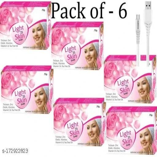 Light & Skin Whitining Soap For Remove Scar & Dark Spot + USB Cable Free 75gm x 6 - Springkart