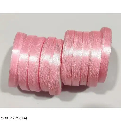 Pack of 10 Pcs Light Pink 1/2 Inch Craft Satin Ribbon 10 Mtr Each for Decoration,Gift Wrapping - Springkart