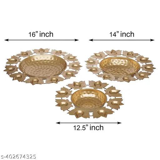 Lotus Decorative Urli Set Beautiful Handicrafted Bowl for Floating Flowers Set of 3pcs - Springkart