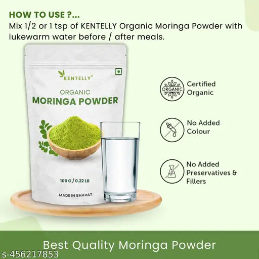Organic Farms Moringa Powder, made using Farm Grown Moringa Leaves (Drumstick) | Rich in Nutrients | Chemical Free Lab - Tested - ( Pack Of 2/50G*2 ) OT15 - Springkart
