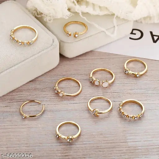 Fancy Stone Rings 9pcs - Springkart