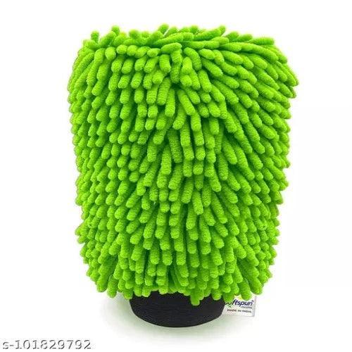 SOFTSPUN Microfiber Double Side Chenille Mitt, 1 Piece Set 1700 GSM Green. Multi-Purpose Super Absorbent and Perfect Wash Clean with Lint-Scratch Free Cars, Window, Kitchen, Home Dusting! car brushes & dusters - Springkart