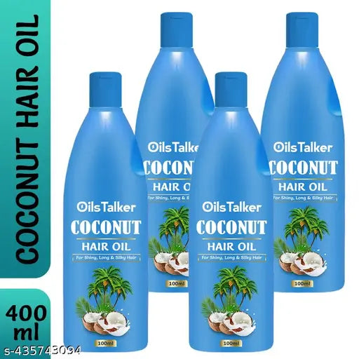 Coconut Hair oil for Shiny, long & Silky hair, skin , Baby Massage ( 100 ml ) pack of 4 - Springkart