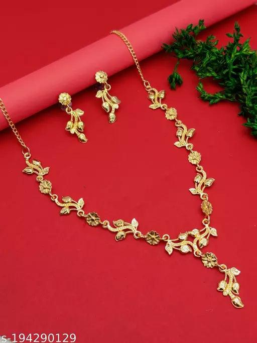 Fancy Gold Plated American Diamond Combo Necklace Chain - Springkart
