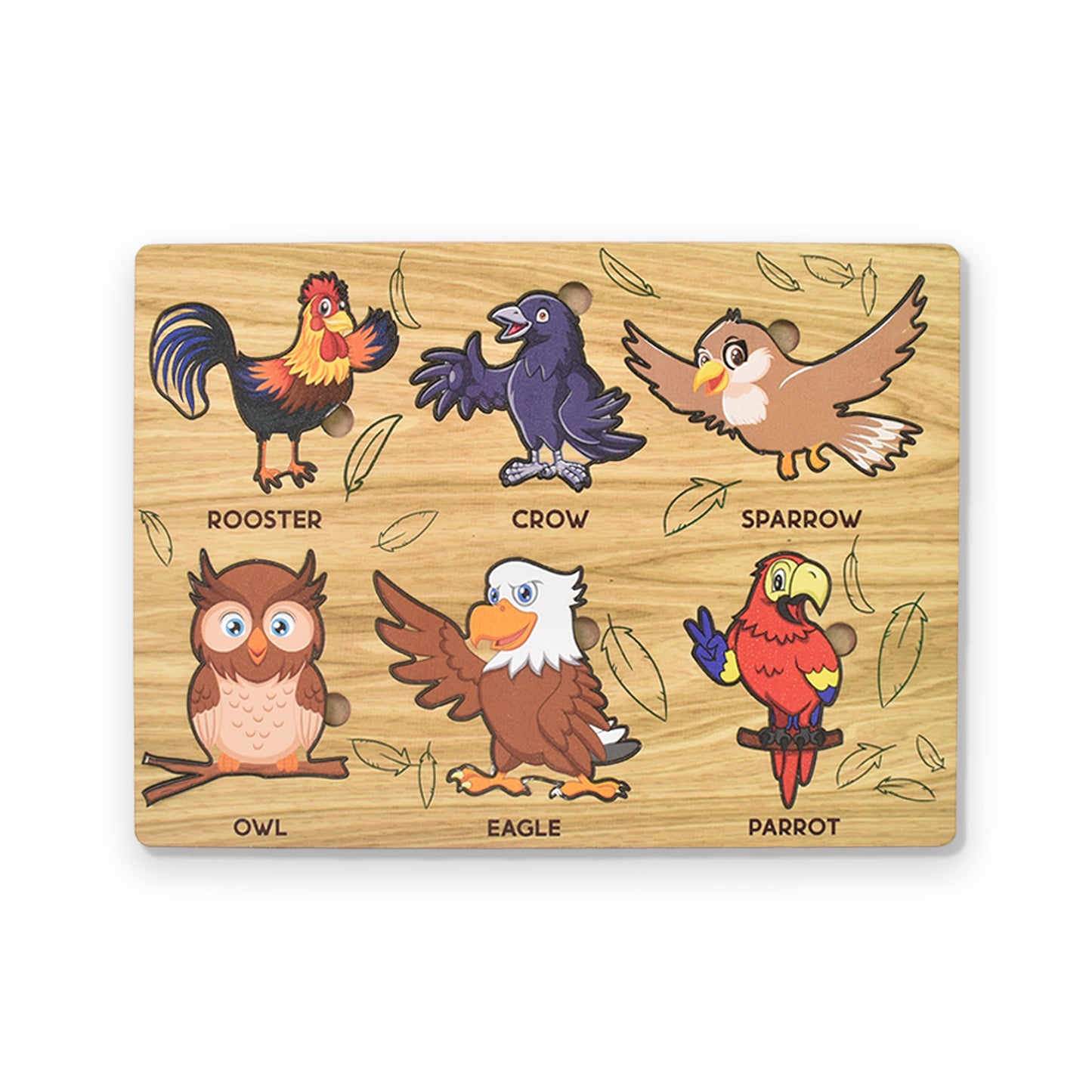 Wooden Bird Puzzle Learning Educational Board (1 Set 2820 Cm) - Springkart