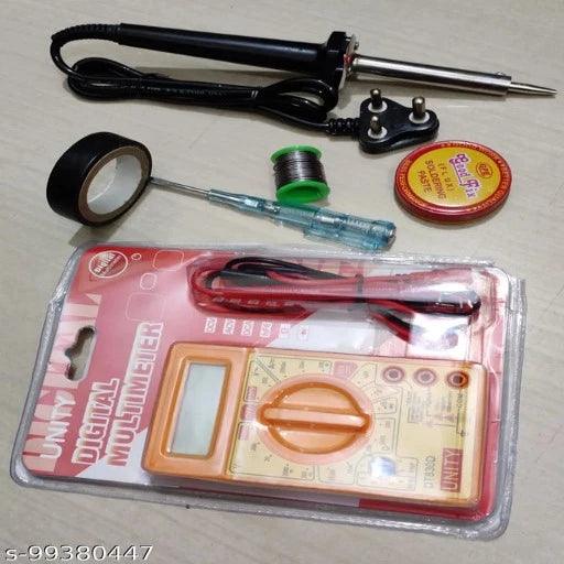 Combo of SOLDERING IRON & multi meter kit with 60W iron awesome pack of 6 items. - Springkart