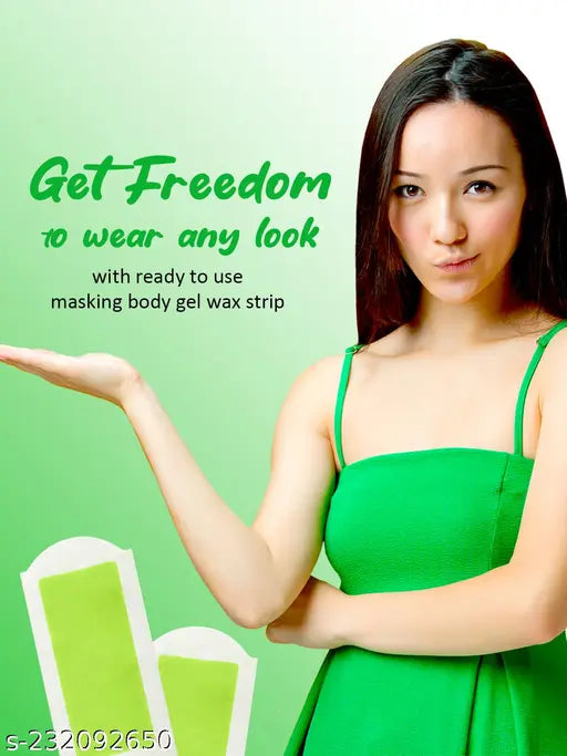 Masking Hair Removal Body Gel Wax Strip Classy and Superior Unique Hair Removal Gel Wax with Post Wipes Ideal for Legs, Underarms, and Arms for Girls and Women, 2 strips stick together ( 4 X 2 = 8 strips ), (Pack 01)