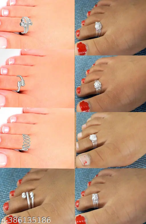 Stylish Adjustable Toe Ring For Women (8 Pair Combos)
