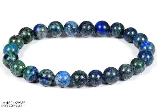 Azurite Stone Bracelet Natural Gemstone Bracelet for Men & Women, Color Blue, Bead Size 8 MM