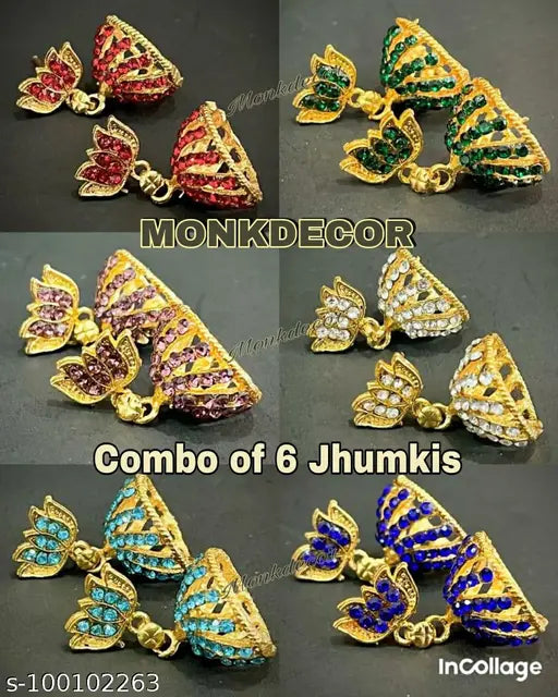 Classic rajkot western small jhumkis . (Combo of 6 pairs) - Springkart