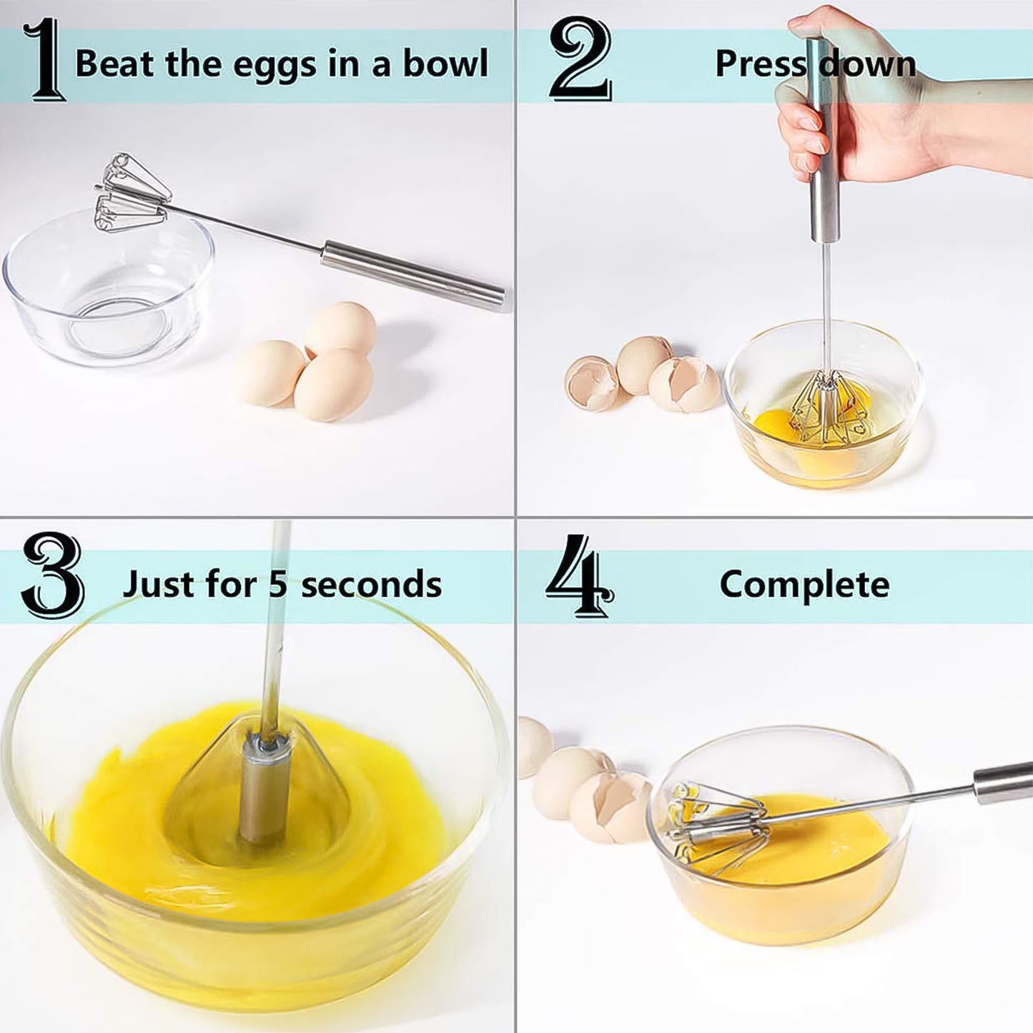 Hand Push Mixer Egg Whisk Stainless Steel Blender (1 Pc) - Springkart