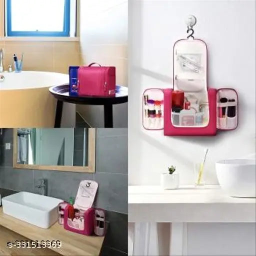 Heavy Portable Makeup/Toiletry/Cosmetic Organizer Bag (Pink) - Springkart