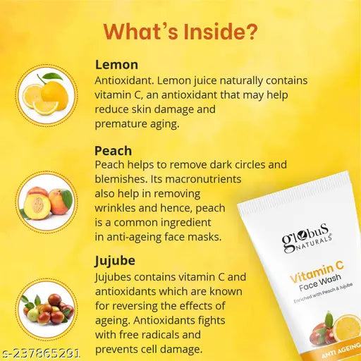 Globus Naturals Vitamin C face wash Each 75 gm (PACK OF 3)