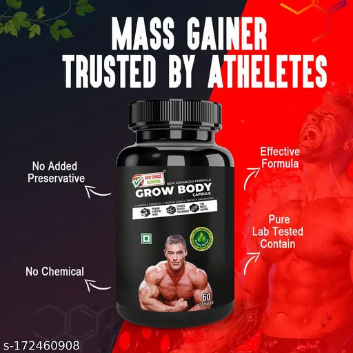 Grow Body Capsule For Muscle Building & Weight Gain (60 No) - Springkart