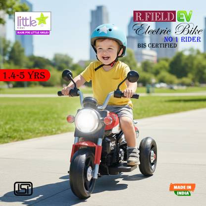 LITTLE RIDES Battery Operated Bike for Kids with Foot Accelerator & Music with LED Light Bike Battery Operated Ride On (Red)