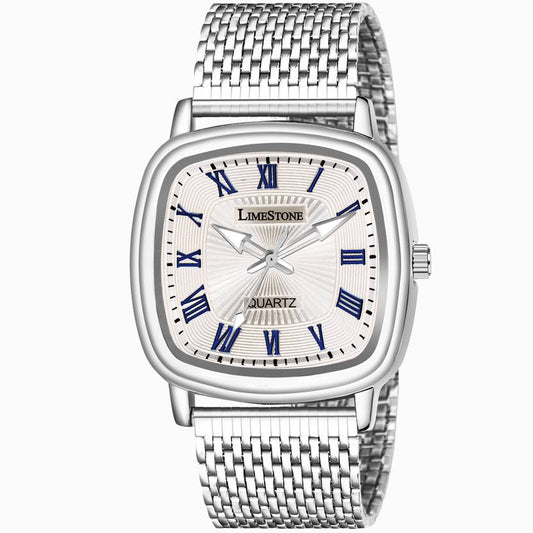 LIMESTONEĀ Classic Series Mesh Chain Stainless Steel Square Quartz Analog Watch - For Men LS3256