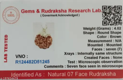 LORD SHIVA Seven /7 Mukhi Metal-capped Rudraksha Pendant With Red Dhaaga and Certificate - Springkart