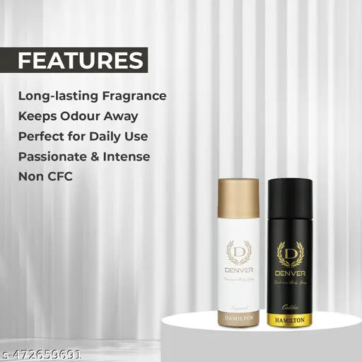 DENVER Caliber and Imperial Nano Travel Size Pack Deo Perfume Body Spray - For Men (50ml X 2 )
