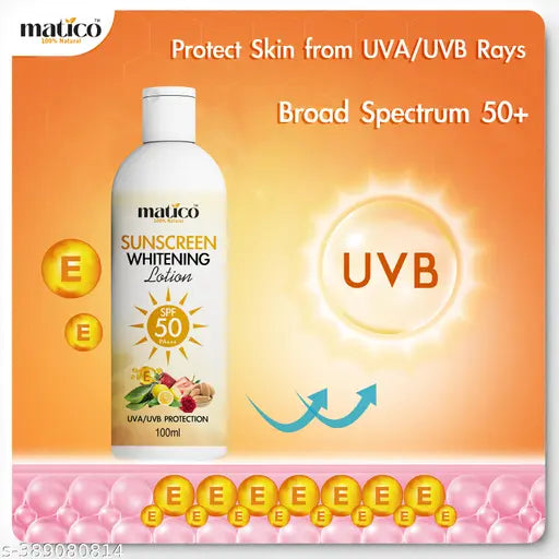 Matico Sunscreen Fairness Lotion SPF 50 PA+++ UVA/UVB Sunblock Cream For Indian Skin Moisturization Glow boost for dry & oily skin For Men & Women - 100ml Combo of 2