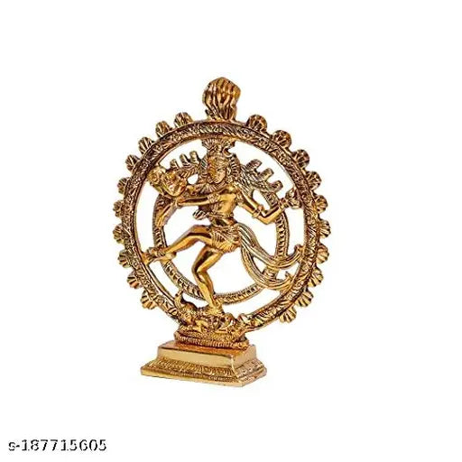 SP Handicrafts Gold Plated Lord Shiva Dancing Natraj/Nataraja Statue Handcrafted Sculpture for Home and Puja Decor| nataraj Statue for Home|