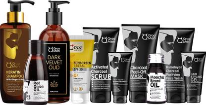 Qraa Men Charcoal Kit | Combo Pack of 10 Products (10 Items in the set)