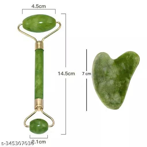 Marble Jade roller Face Massager Double Rollers Antiaging Face Eye Neck Foot Massage Tool Stimulating Blood Flow (Green) - Springkart