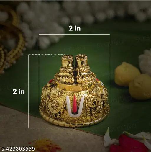 24K Antique Gold Finish Venkateswara Feet with Shanku & Chakra Namam - Springkart
