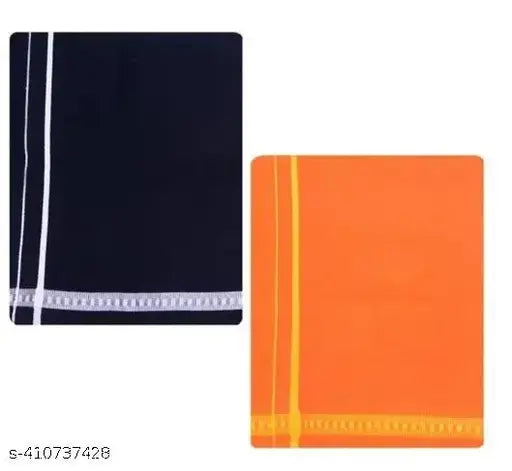 Pentx black Pentx Orange Cotton Dhoti Pack of 2 - Springkart