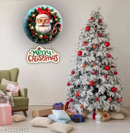 Trendy Christmas wreath Christmas Decoration Wooden Wall Hanging Ornaments For Home - Springkart
