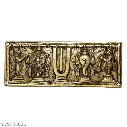 Pure Brass shanku Chakra Hanging with Garuda and Hanuman Wallplate 8 X 3 inches, 600gm Weight - Springkart