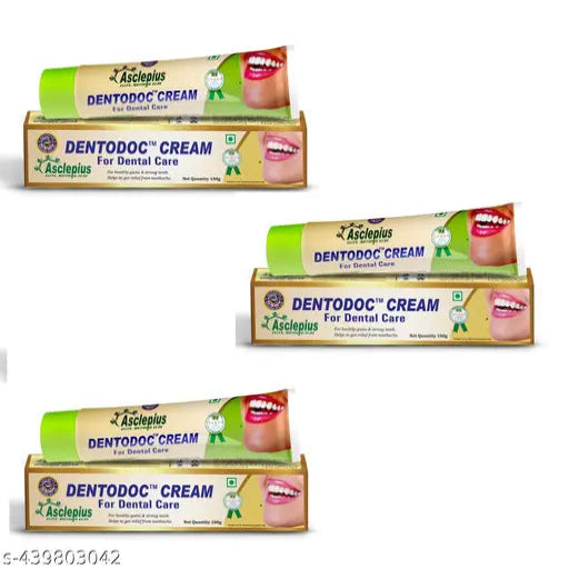 Dento Doc Cream For Dental Caree 100 gm Pack of 3 Asclepius Wellness - Springkart