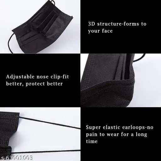 3 Ply Disposable Face Masks | with Nose Clip Pin | 99% Anti Bacterial | Medical Grade ( Pack of 150 ) - Springkart