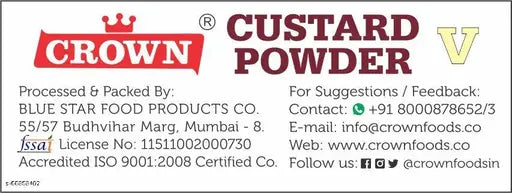 CROWN Custard Powder 330g (Pack of 110g x 3 Flavors: Vanilla, Raspberry, Pista)
