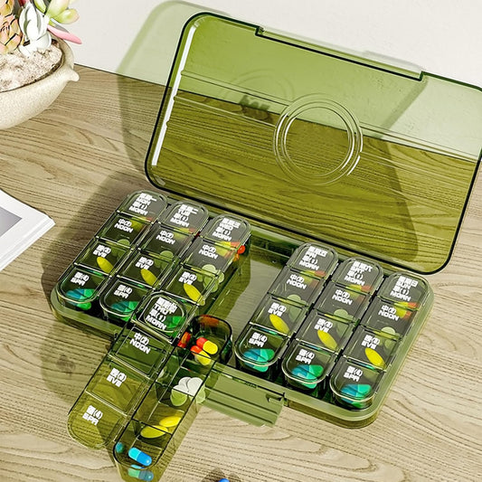 Portable Weekly Pill Box Organiser Daily Pill Keeper 21 Grid Container (1 Pc) - Springkart