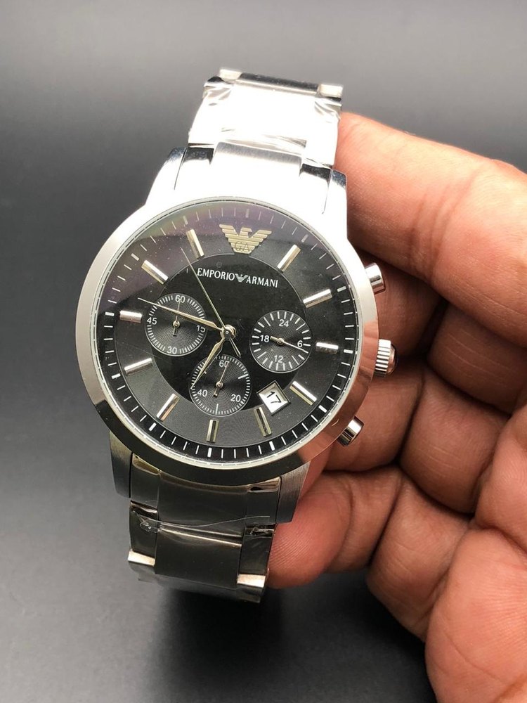 Analog Latest Silver SS Emporio Armani Watch For Man. - Springkart
