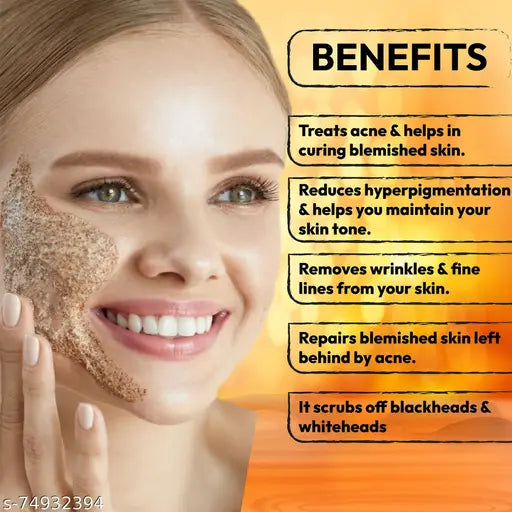 Mitti and Rice Water Face Scrub (100g) Clean Skin Cells, Blackheads and Whiteheads Removal