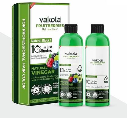 Vakola Nourishing Permanent Long Lasting Grey Coverage Cream Hair Color 100ml , Natural Black